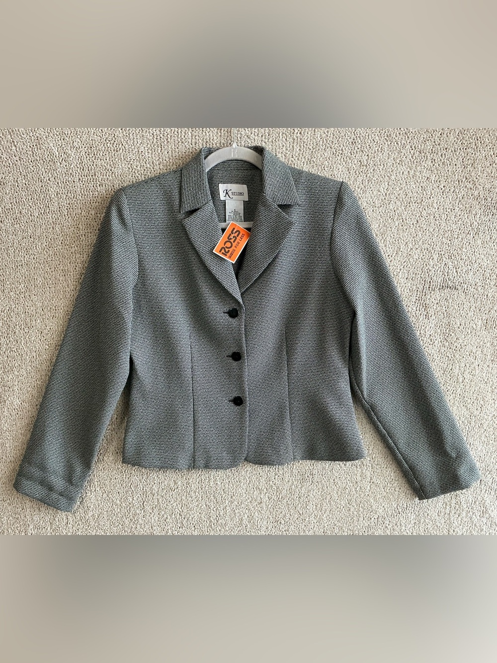 K Studio Gray Textured Button-Front Blazer